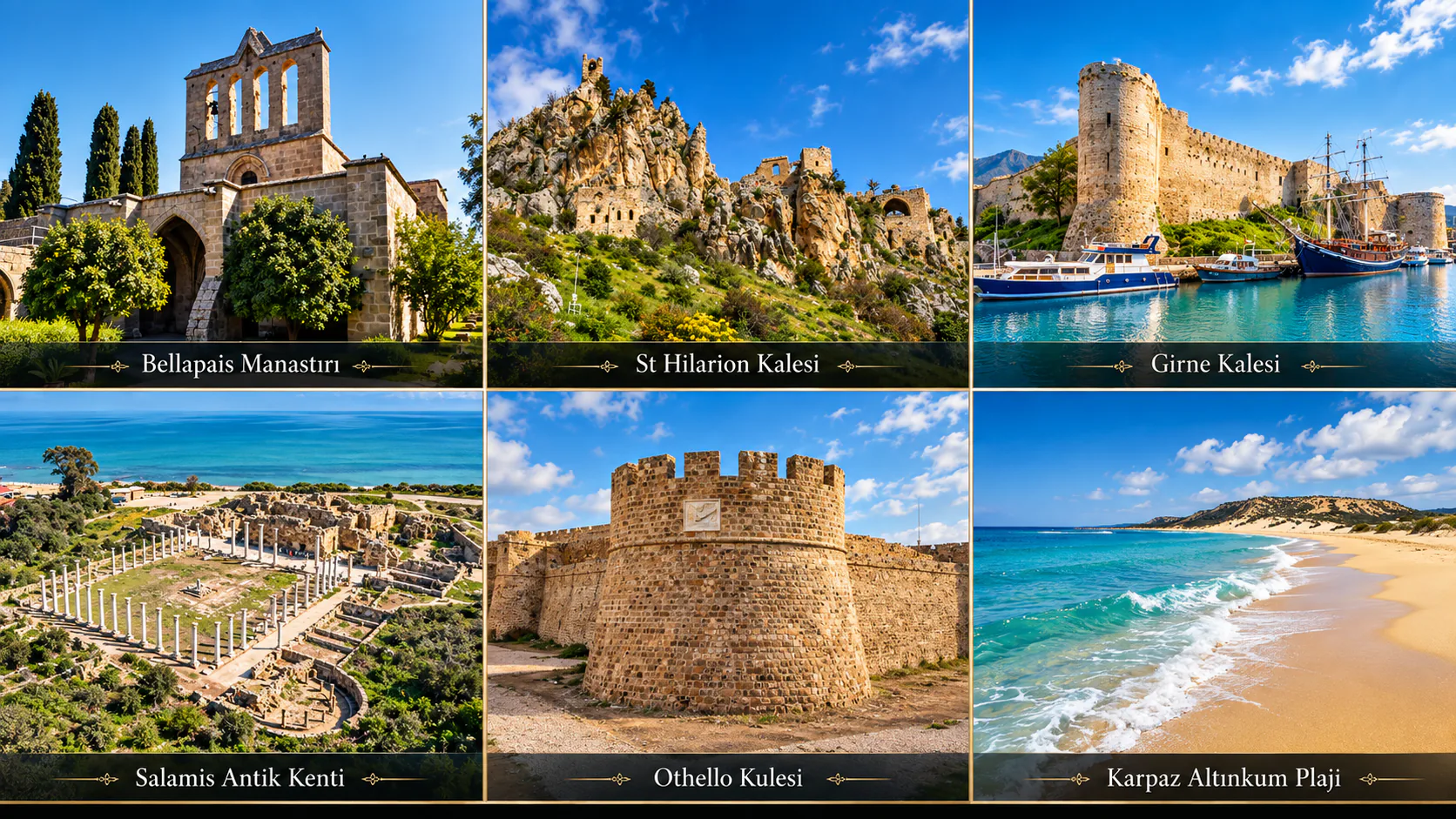 Historic landmarks and coastline in Northern Cyprus